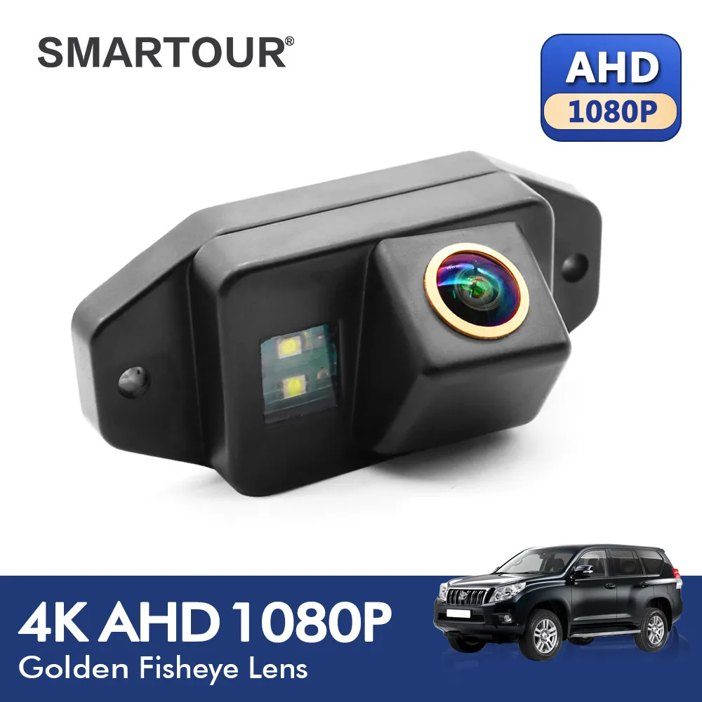 

180-градусная AHD 1920x1080P ночного видения, освещение номерного знака автомобиля, камера заднего вида для Toyota Prado Land Cruiser 120 2007-2011
