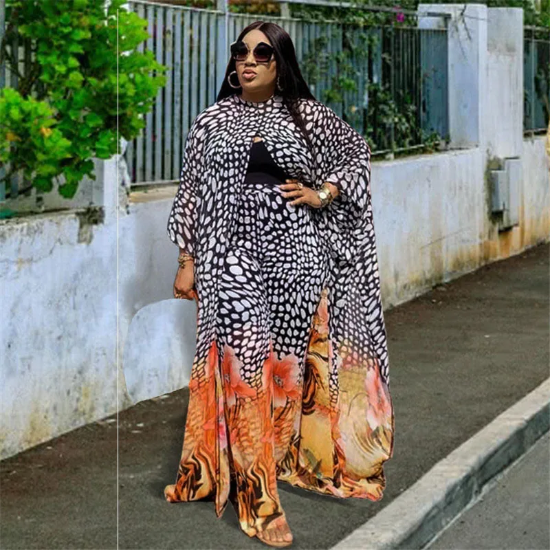 

Комплект из двух предметов, летняя Осенняя африканская одежда для женщин, Дашики 2023, модные комплекты длинных платьев, брюки, костюм, искусственные платья, кафтан, абайя