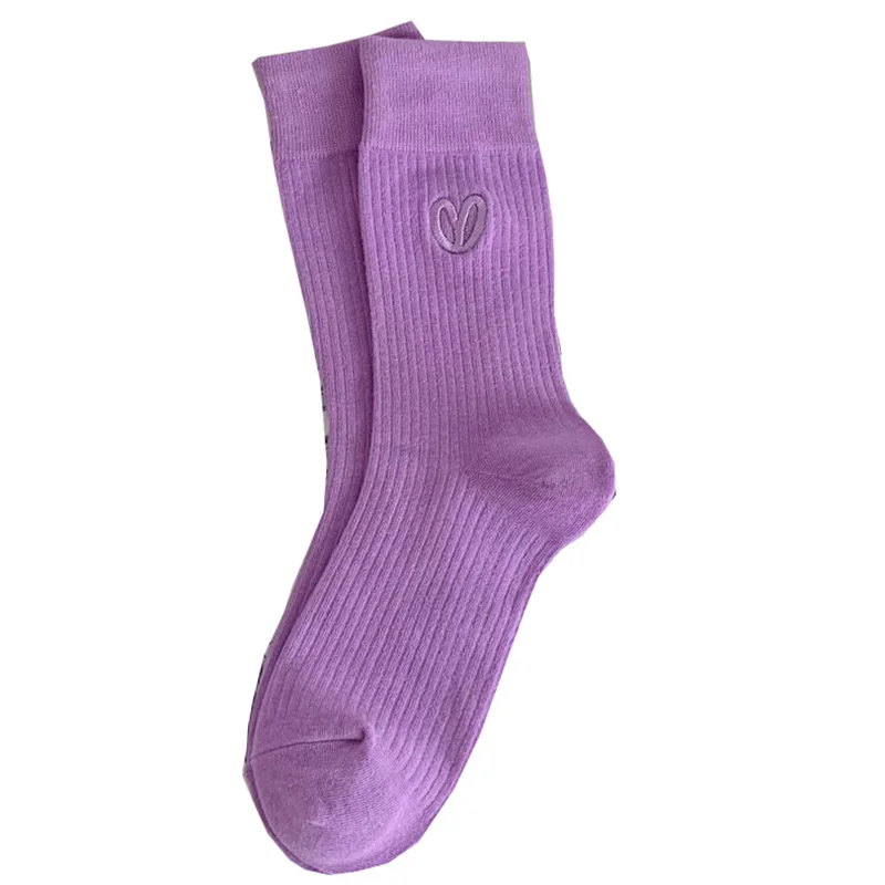 5 Pairs Korean Style Women Socks Fashion Cotton Socks Winter Embroidered Candy Color Cycling Long Socks Woman Femme Chaussettes
