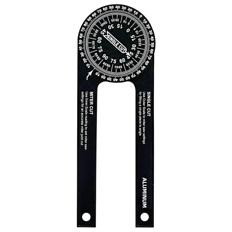 

NEW-Aluminum Miter Saw Protractor 7 Inch Protractor Tool Angle Finder Featuring Precision Inside Outside Miter (Black)