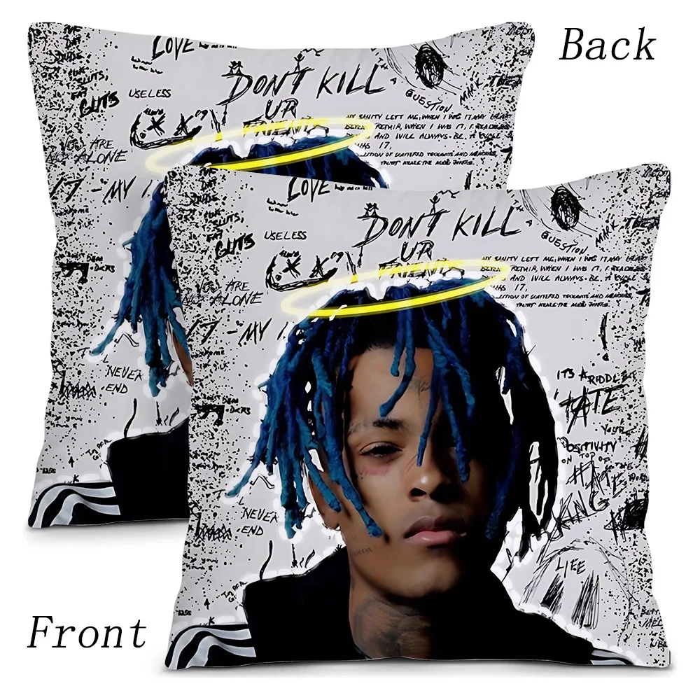 Hip Hop Z-XXXTentacion Pillow Covers Cartoon Sofa Decorative Home Double-sided Printing Short Plush Cute Cushion Cover