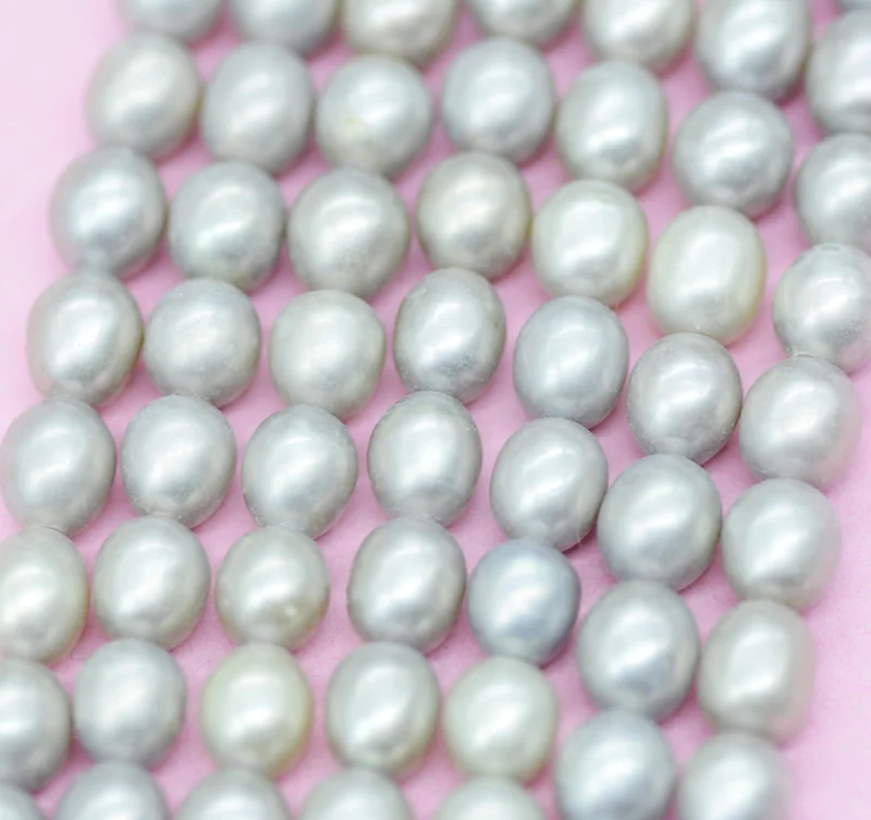 

10PCS. Full company. 7-8MM AAA natural gray freshwater pearl loose beads 15"