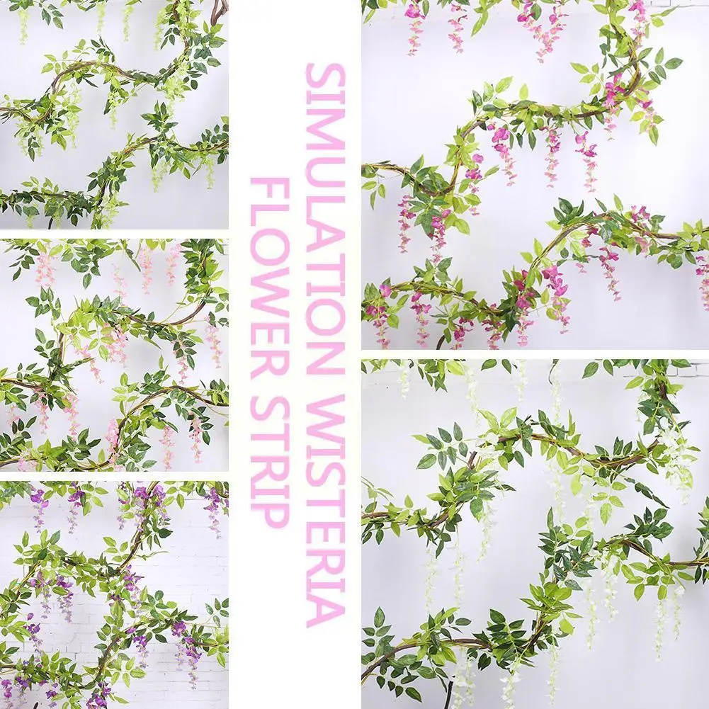 

Wisteria Artificial Flower Vine Ivy Leaf Garland Silk Home Flower Rose Vine Garden Arch Decoration Conditioning Air Wedding P4o2