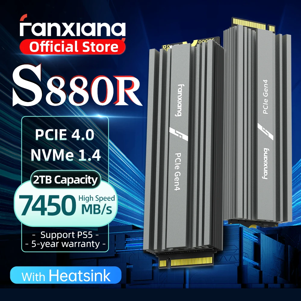 Fanxiang S880R 7450 МБ/с SSD NVMe M.2 2280 4 ТБ 2 ТБ 1 ТБ Внутренний ...