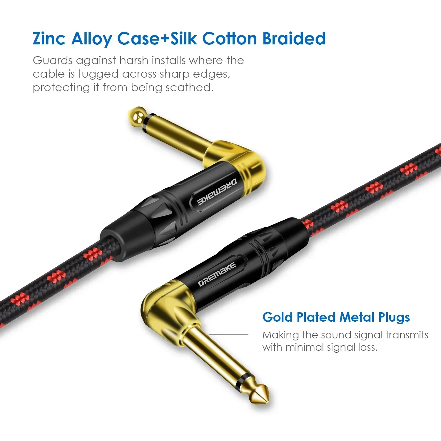DREMAKE гитарный кабель прямой угол 6.35 мм 1-10 м