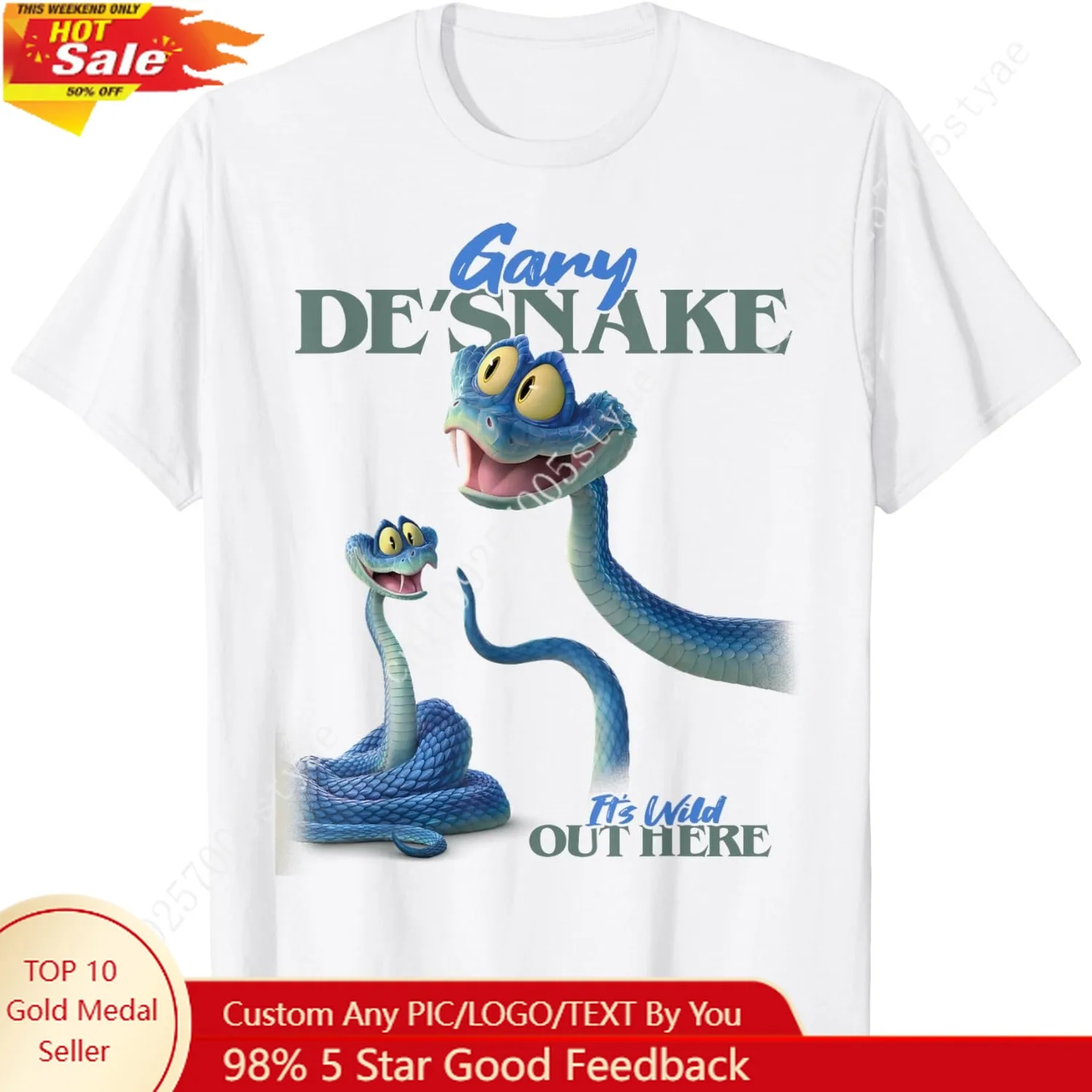 Фото Футболка Disney Zootopia 2 Gary De'Snake It's Wild Out Here для мальчиков и девочек, милый топ, детская футболка, праздничный наряд, одежда для отпуска №1