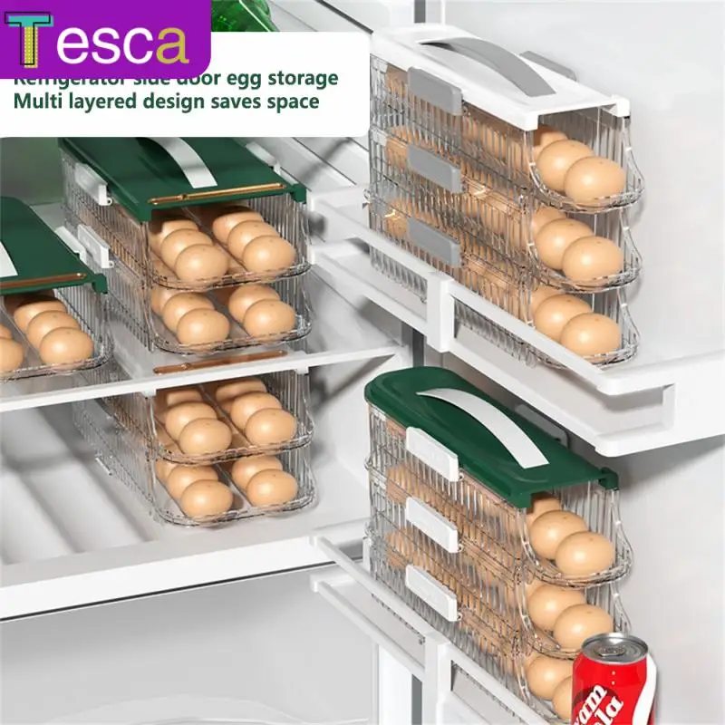 

Large Capacity Storage Organizer Portable Durable Egg Storage Box Plastic Storage Container Automatic Rolling Type