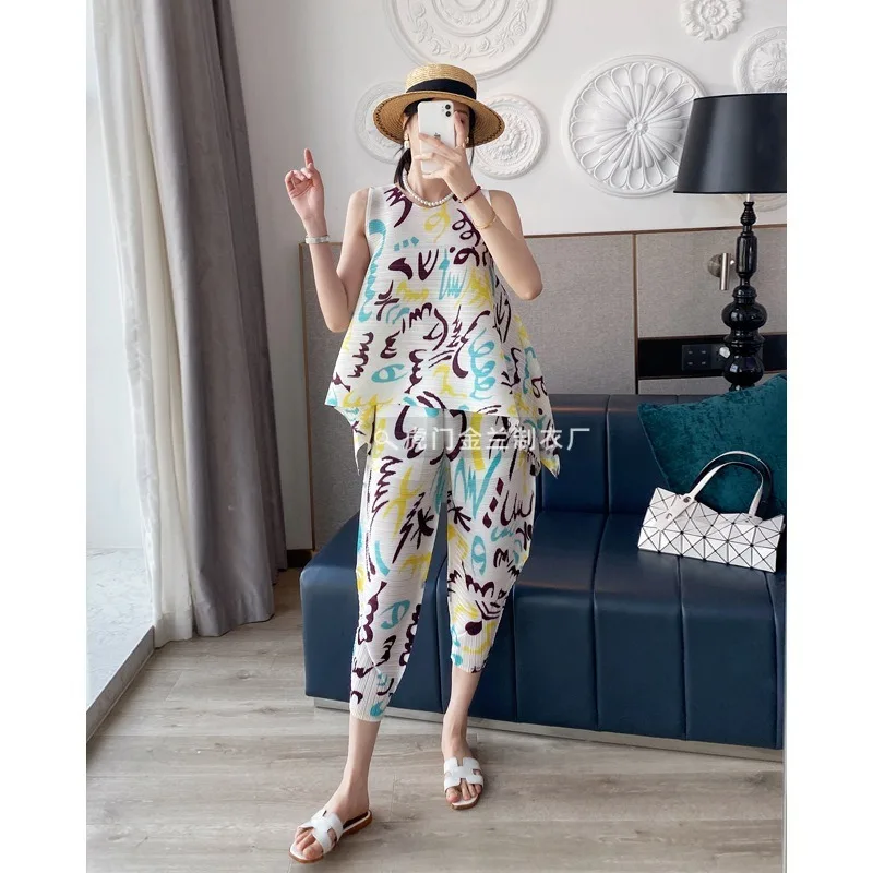 YUDX Модный женский комплект с принтом плиссированный темпераментный модный жилет