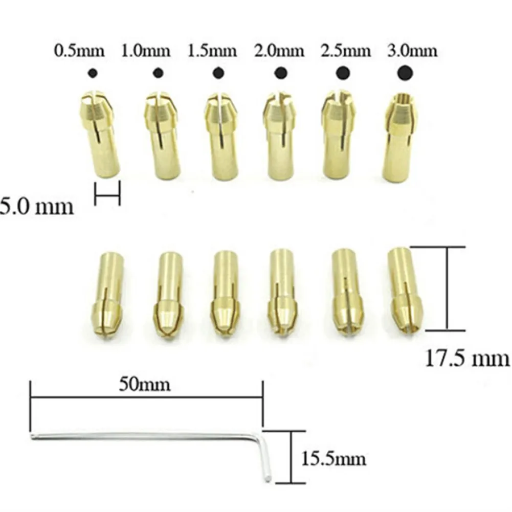 

Cardboard FOR ABS Plate Chuck Adapter Collet Mini Drilling Tool Drill Collet Size 0.5mm-3mm Gold High Hardness