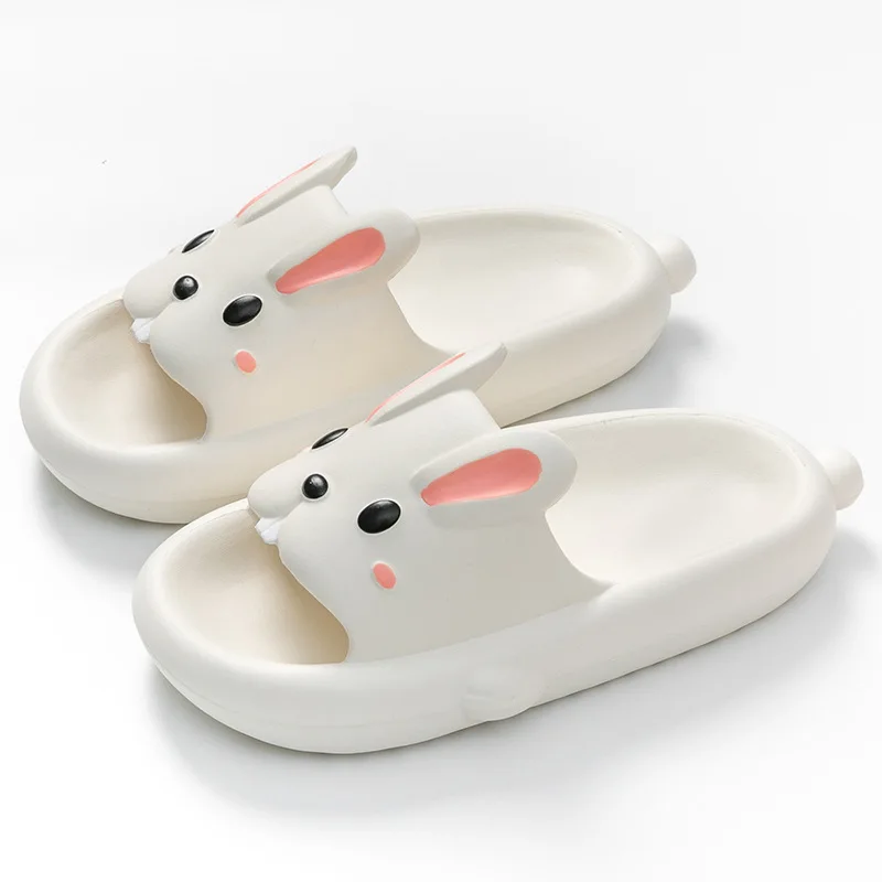 Women Summer EVA Soft Sole Cute Rabbit Slippers Beach Thick Platform Sandals Couples Non-Slip Indoor Cartoon Slippers