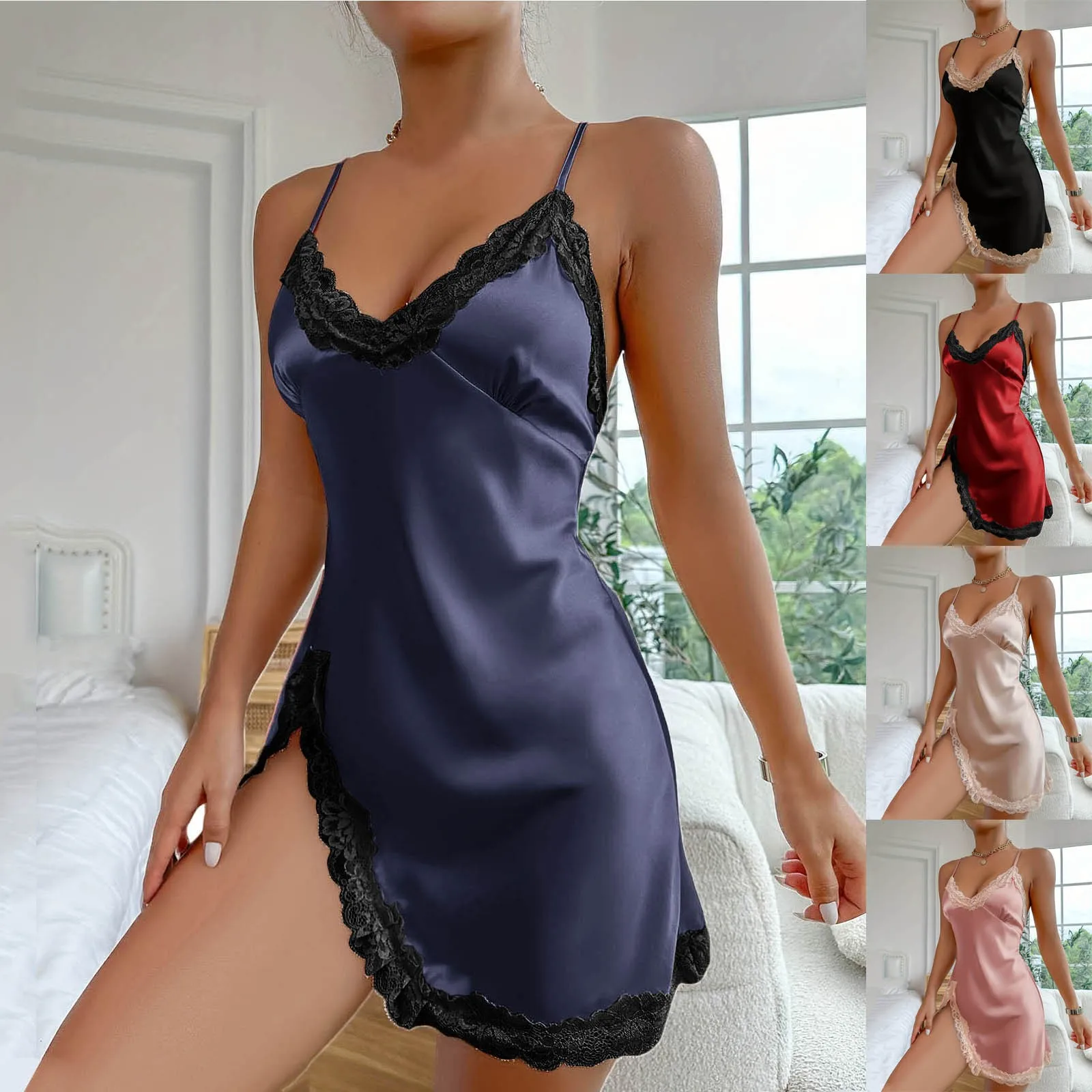 

1 шт., Женская атласная ночная сорочка с леопардовым принтом