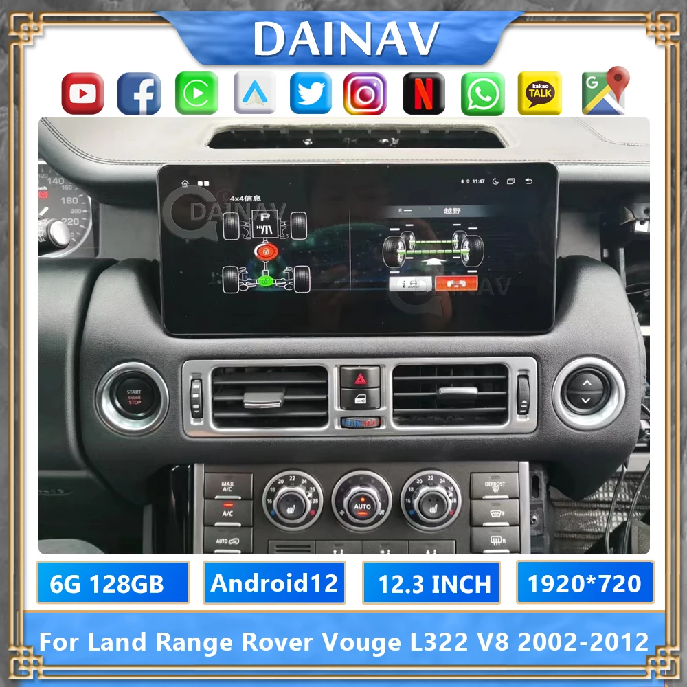 

Автомобильный радиоприемник для Land Rover Range Rover Vogue V8 L322 2002-2012, автомобильный мультимедийный проигрыватель с GPS-навигацией, стерео, Carplay, Android, авто
