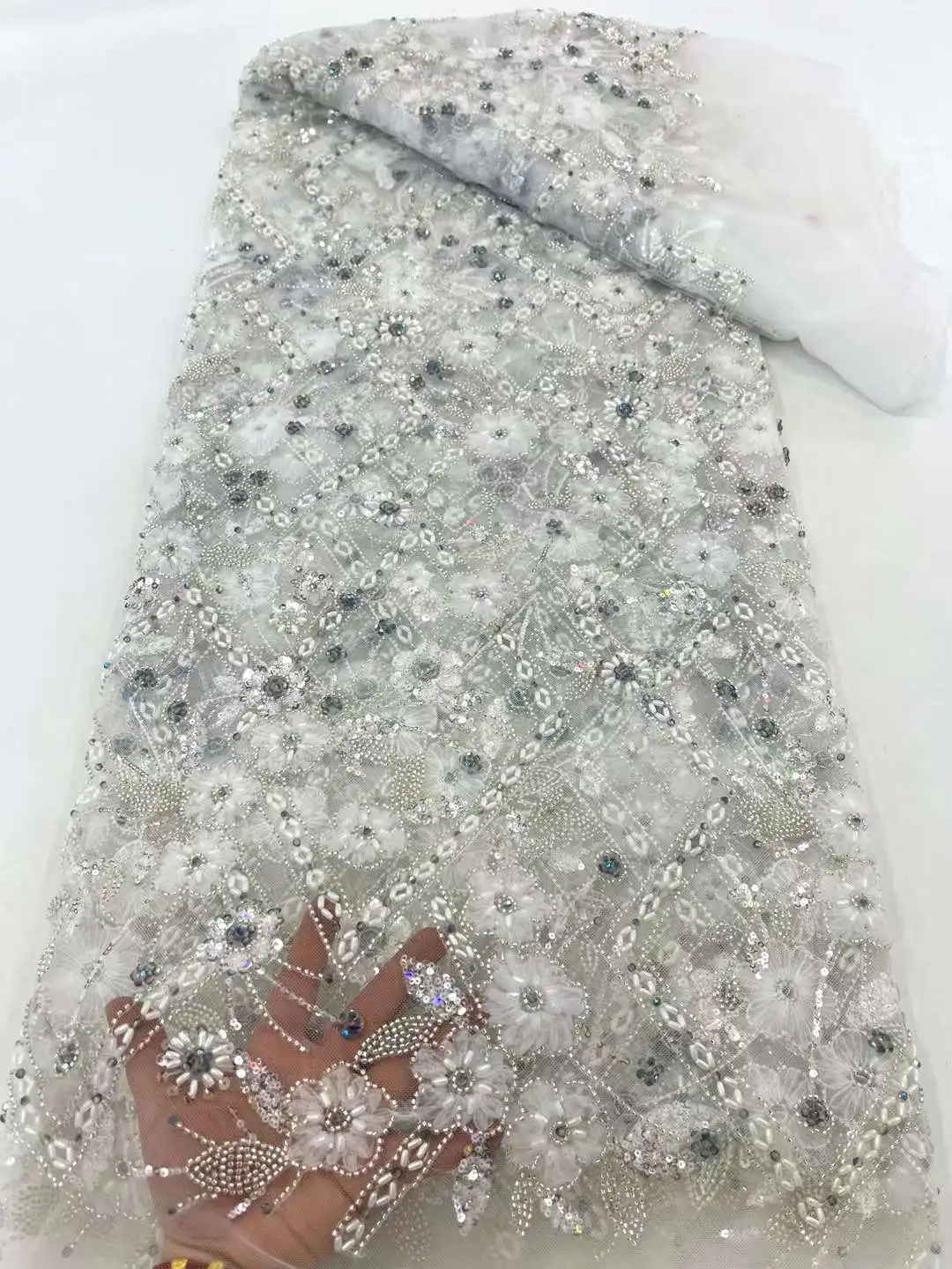 Новейшая африканская 3D Цветочная кружевная ткань Дубай вышитая аппликация для