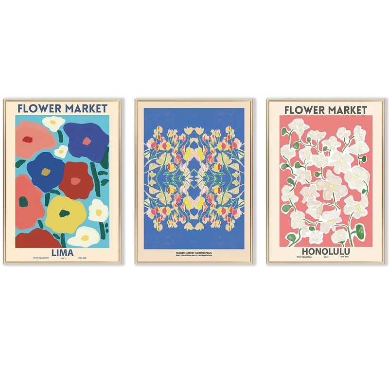 

Colorful Flowers Canvas Paintings Modern Abstract Floret Plants Posters Print Nordic Wall Art Pictures for Living Room Bedroom