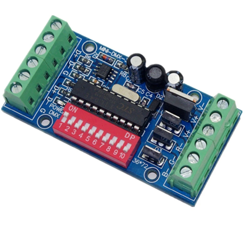 MINI 3CH DMX LED Controller RGB DMX512 Decoder 3 Channel 1 Group For Strip Light Module DC5V-24V 15A MINI-DMX-3CH-V1