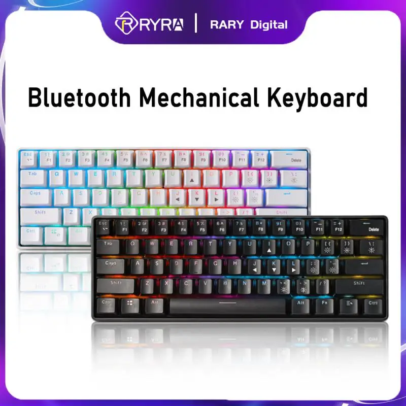 

Игровая механическая клавиатура RYRA, 2,4 ГГц, синий переключатель, USB RGB/Mix, Bluetooth-клавиатура с подсветкой, 61 клавиша для игр, ноутбука, ПК, киберс...