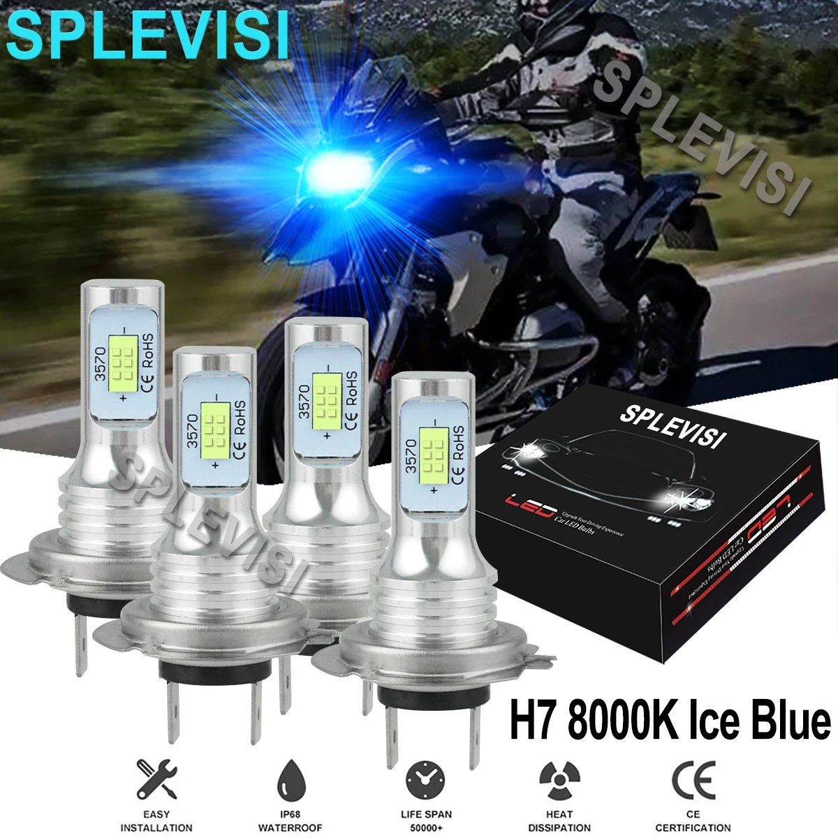 

4x140W 8000K Ice Blue Motorcycle LED Headlight For BMW C600 Sport 2014-2016 C650GT 2014-2019 F700GS 2014-2018 F800GS 2014-2018