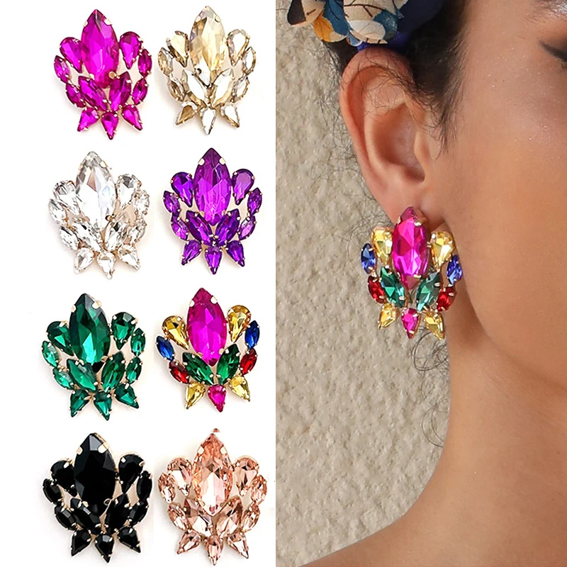 

Bohemian Rhinestone Earrings for Women Simple Multicolor Irregular Stud Dangle Earring Party Trendy Jewelry Accessories