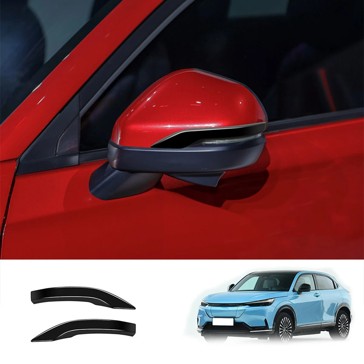 

For Honda HRV HR-V E:NS1 LHD 2021 2022 Accessories Rear Side View Rearview Mirror Cover Trim Bright Black