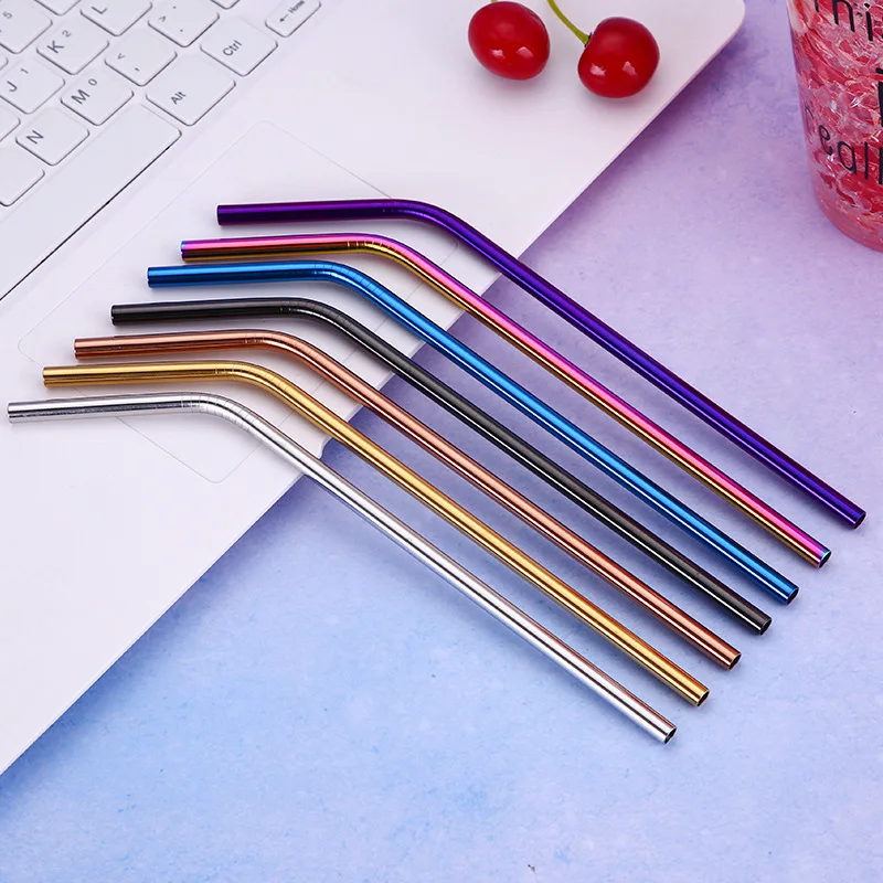 

Reusable Straw Metal Coloured 304 Stainless Steel Drinking Straw Eco-Friendly Metal Straw Set Party Favour Bar Accessories