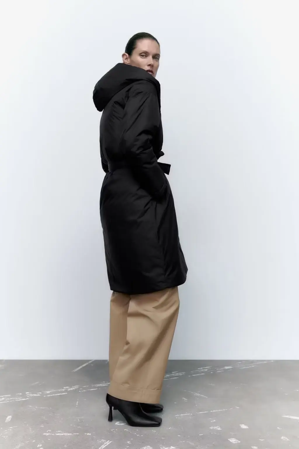 MOLAN Winter Padded Jacket Woman Black Warm Loose Long Hooded Belt New Warm Long Overcoat Female Vintage Chic Outwear Top