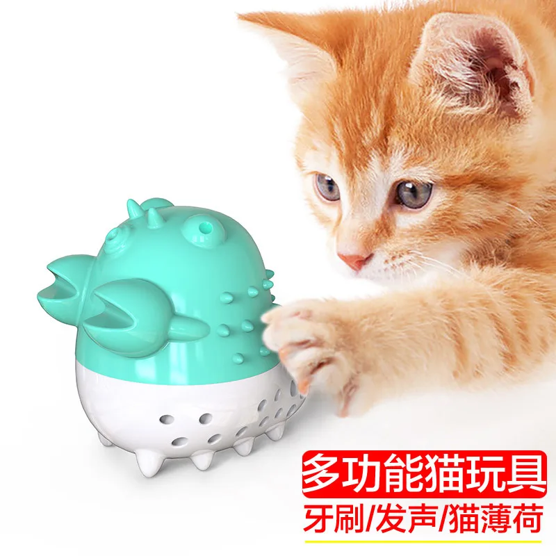 

Pet Mint Toy Puffer Self Hi Fish Silicone Toothbrush Bite Teeth Cleaning And Tooth Grinding Stick Play Cat