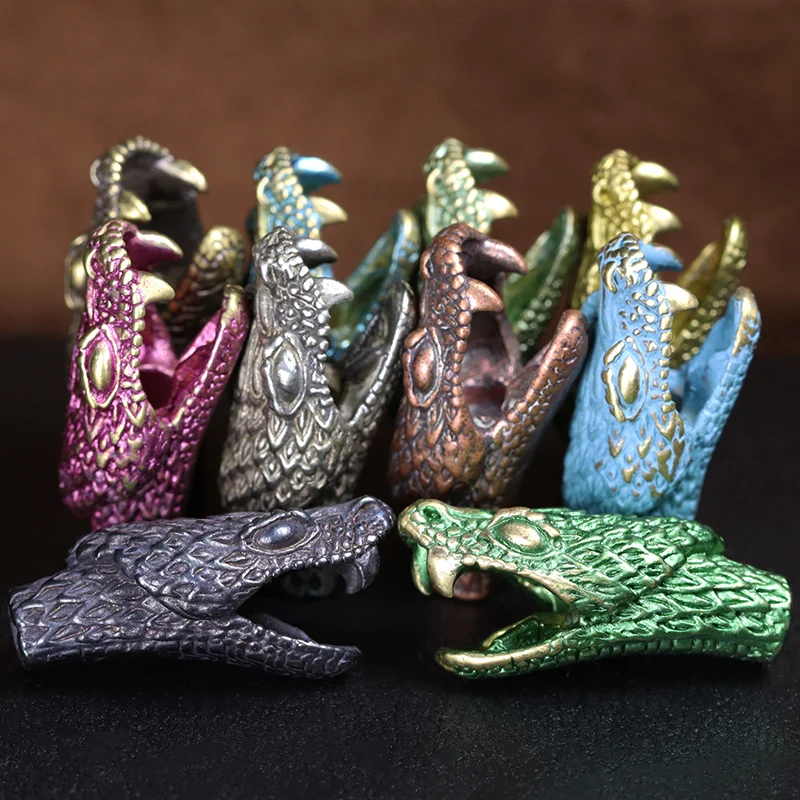 

DIY Python Snake Head Knife Bead Pure Brass Handmade Woven Paracord Lanyard Pendant Accessories Vintage EDC Outdoor Tool Hanging