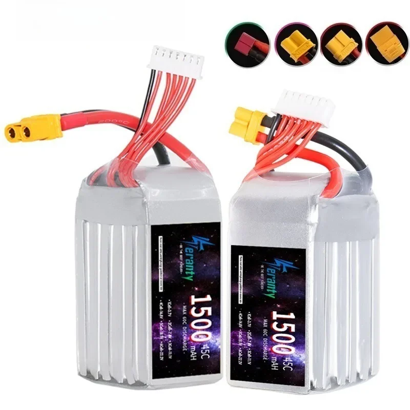 Фото Новый аккумулятор LiPo 22,2 В 1500 мАч для TERANTY 6S с разъемом T XT30 XT60 XT90 для квадрокоптера, радиоуправляемого дрона, гоночных автомобилей, лодок, запасных частей №3
