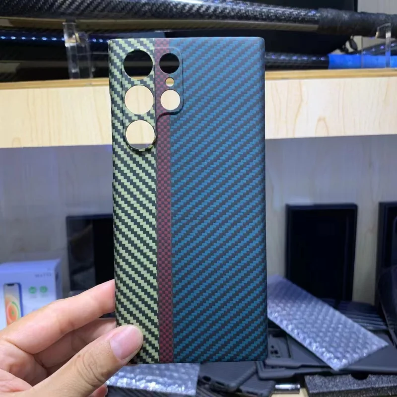 Carbon Fiber Case For Samsung S22 Ultra Case Aramid Fiber Anti-fall Shockproof Phone Shell for Samsung Galaxy S23 Ultra Cover