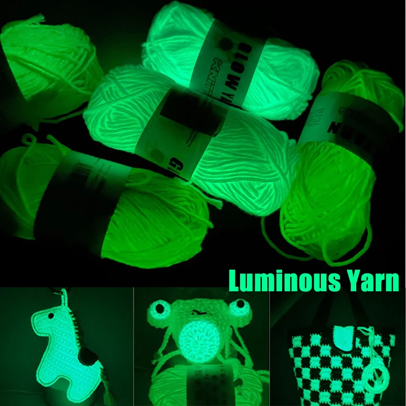 70M Luminous Yarn Glowing Polyester Thread Knitting Braided Crochet DIY Carpet Hat Scarf Keychain Ornament Glow In Dark Yarn