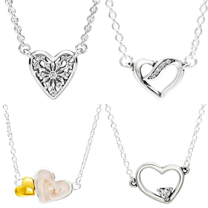 

Асимметричные светящиеся ленты, зимнее колье с сердцем, цепочка из звеньев, ожерелье из стерлингового серебра 925 пробы, очаровательное попу...