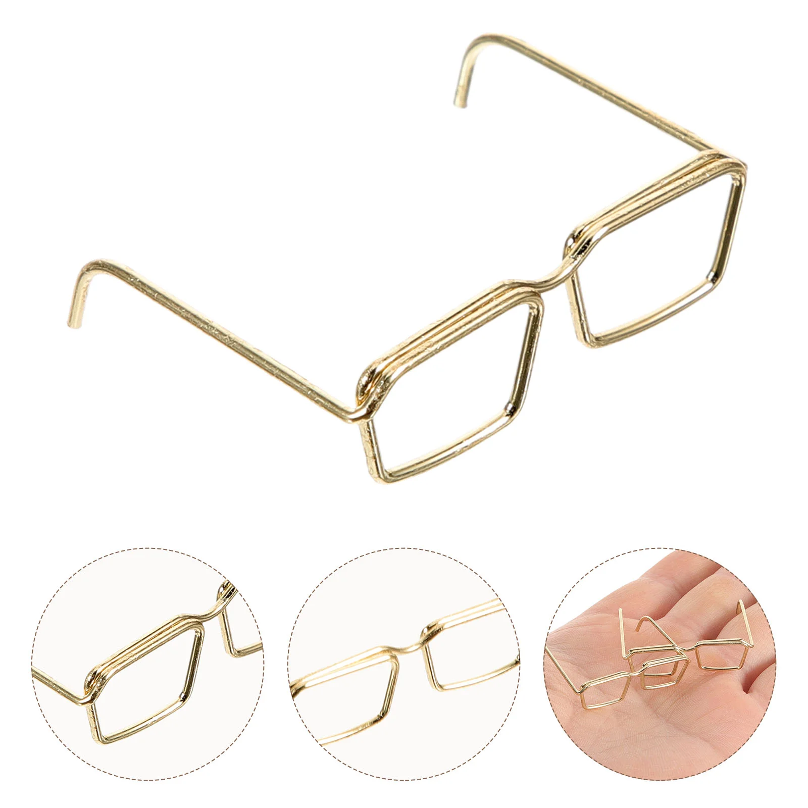

10 Pcs Glasses Frame Dress American Dolls Girls Costume Accessories No Lens Frames Lenses Golden