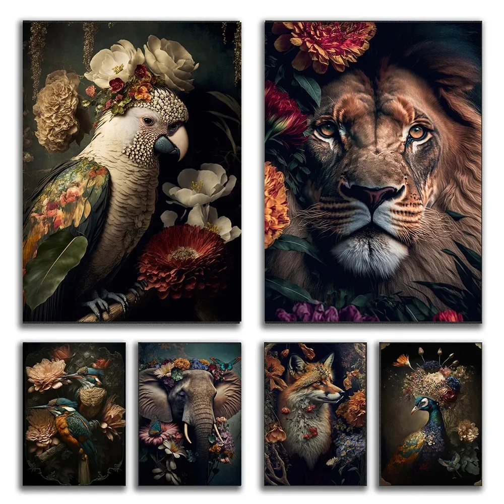 Современный холст с принтом в стиле фэнтези сова красочными цветами стильное