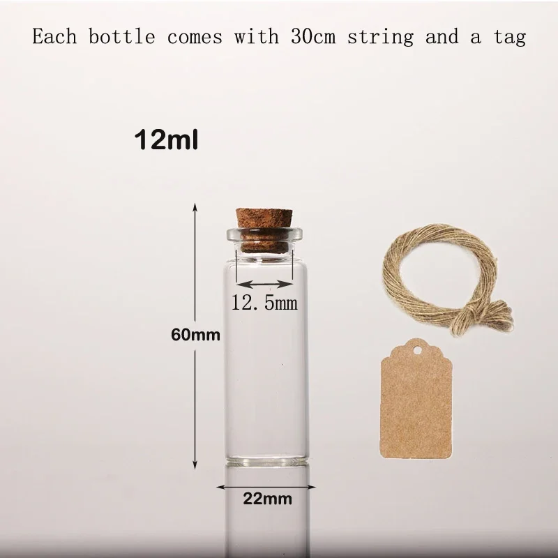 Стеклянные мини-бутылочки с пробкой, набор из 10 штук