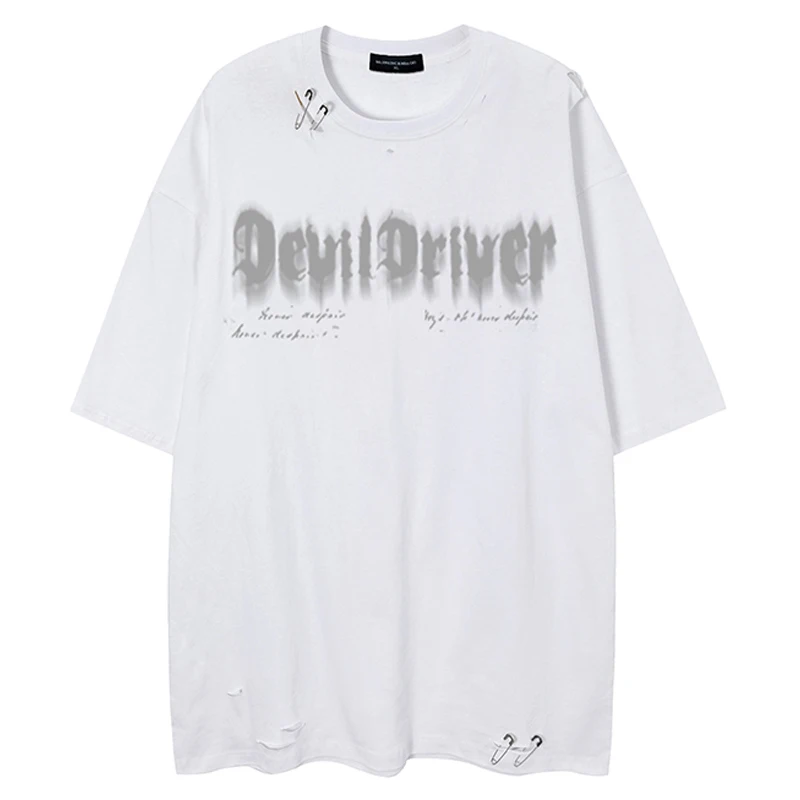 Футболка мужская хлопковая в стиле ретро уличная одежда хип-хоп с вырезами