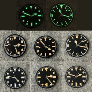 28.5mm Retro Watch Dial + Watch Hands Modified Dial Green Luminous Men's Watch Faces Watches Accesso