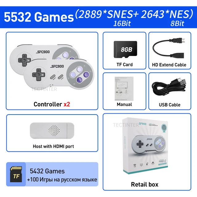 Игровая Приставка SF900, Hd ТВ, Беспроводной Контроллер, 5532 Игр.