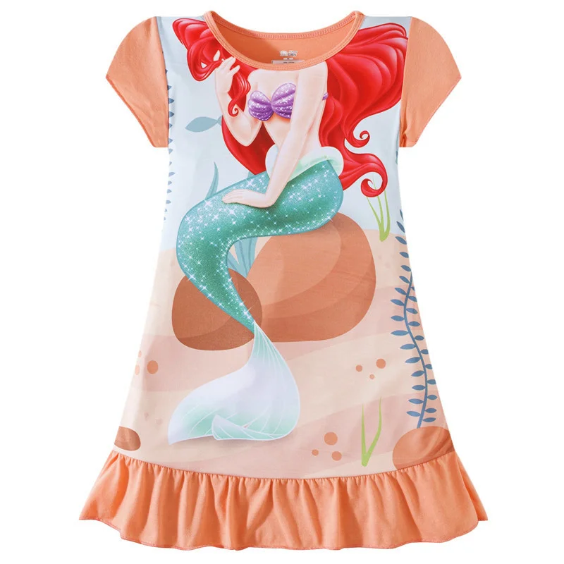 4-8T Girls Sleepwear Dresses Summer Children's Clothing Unicorn Print Hot Selling Baby Dresses For Home Clothes images - 6