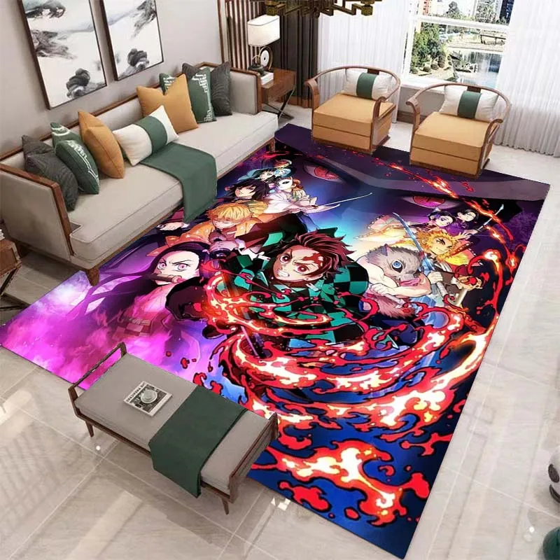 

Demon Slayer Anime Blood 3D Rugs Living Room Soft Bath Mats Room Decor Rugs Bedroom Door Mats Area Rugs for Extra Cushions