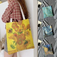 Van Gogh Oil Painting Print Canvas Bag Large Capacity Foldable Eco-friendly Shopping Bag Storage Shoulder  Harajuku Canvas Bag