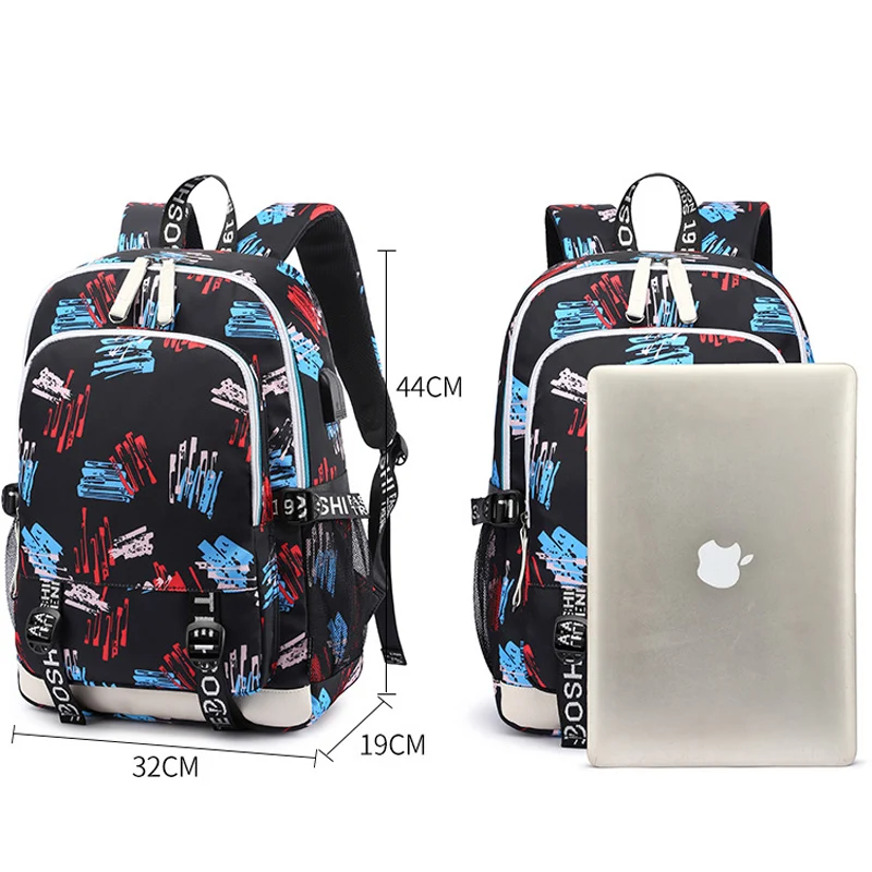 Couple's Backpack USB Large Capacity Oxford Cloth School Bag Can Print Anime Picture Bag mochila escolar niña school backpack