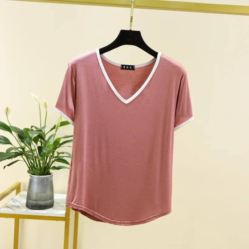 Модальные футболки с короткими рукавами женские летние свободные больших