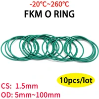 10pcs cs1 5mm od 5100mm green fkm fluorine rubber o ring sealing gasket insulation oil high temperature resistance green