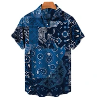 2022 fashion short sleeved shirt animal fabric 3d hawaiian shirt printed beach shirt loose mens tops summer
