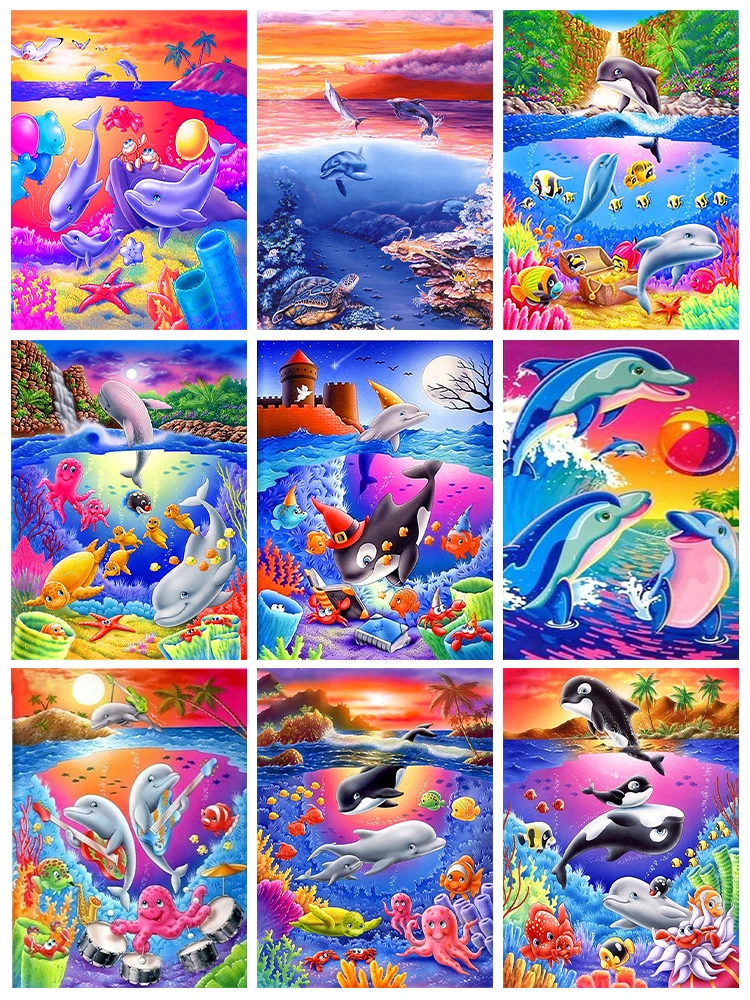 

Животные 5D алмазная живопись мультфильм Дельфин рай алмазная живопись мозаика полная Алмазная вышивка живопись Домашний декор