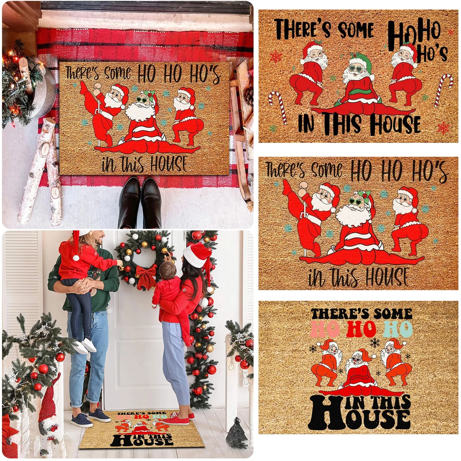

Забавный Рождественский Придверный коврик, Рождественский дверной коврик, коврик для приветствия, Забавный дверной коврик, в этом доме есть некоторые Ho's