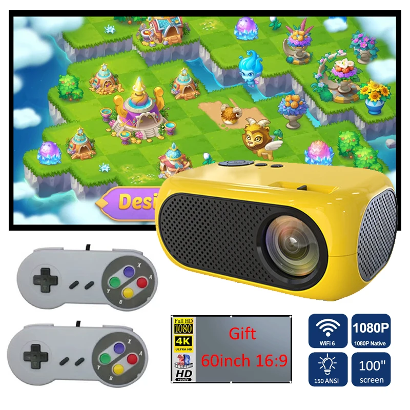 Мини-проектор совместимый с HDMI USB проектор для домашних развлечений встроенные