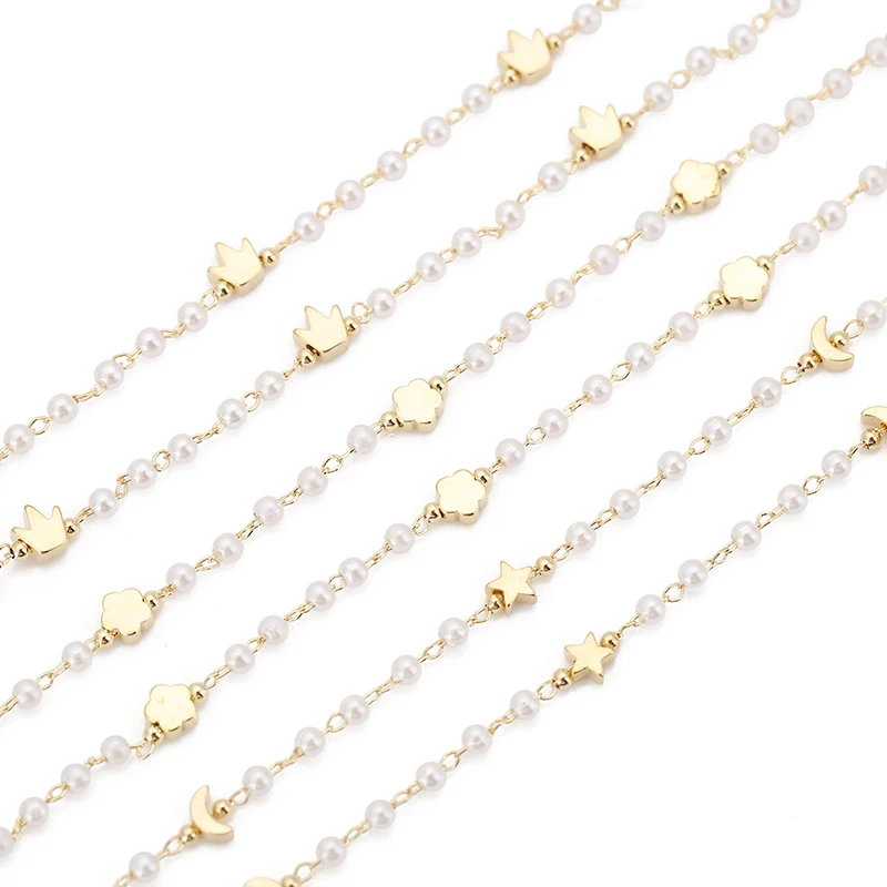 Металлическая Цепочка 3 Мм Для Браслета С Искусственным Жемчугом Звездой И Луной