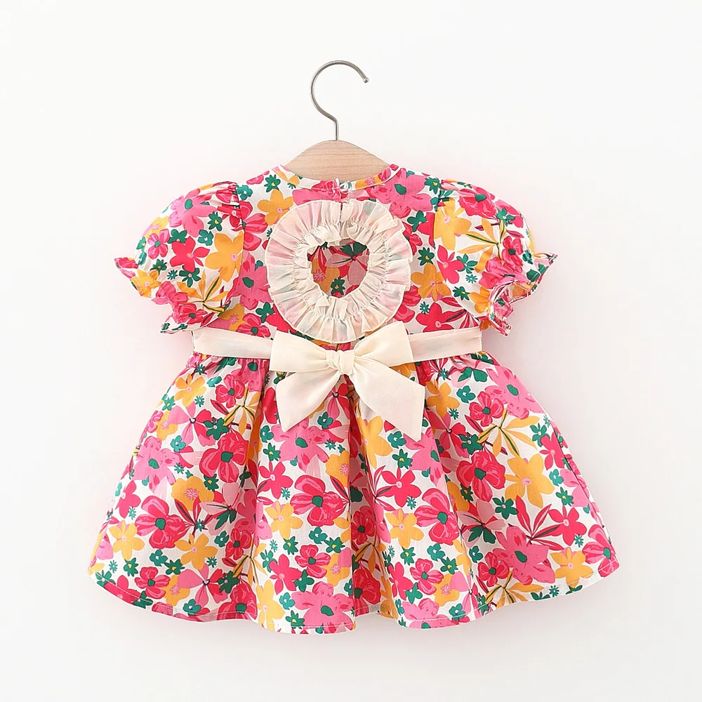 

Keelorn Fashion Dresses for Baby Girls Flower Clothes Summer Casual Shorts Sleeves Bakcless Princess Dress Newborn Kids Clothing