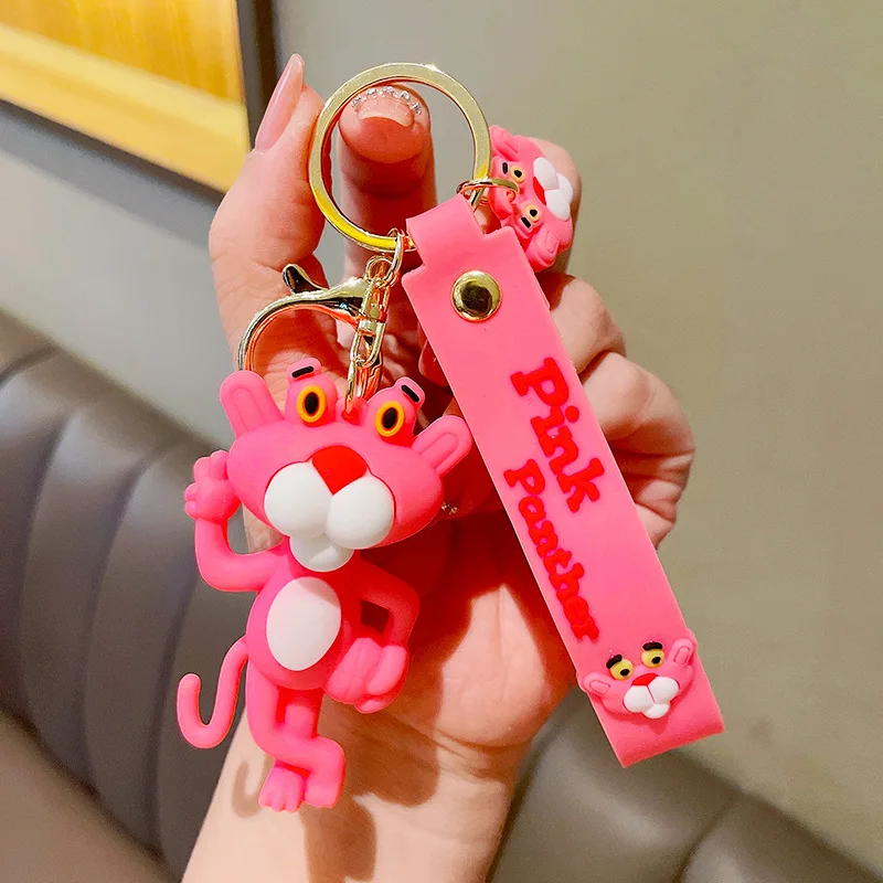 

Pink Panther Keychain Cartoon Cute Doll Keyring Fashion Couple Bag Ornament Key Chain Car Pendant Accessories Kids Birthday Gift